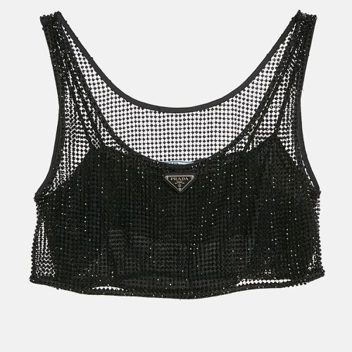 Rhinestone Mesh Crop Top S - Prada - Modalova