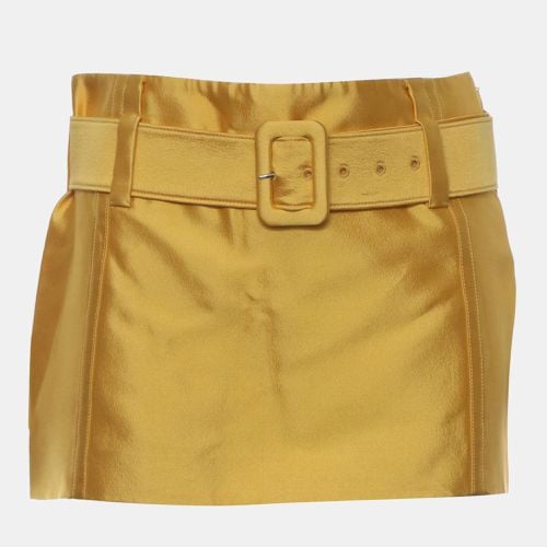 Yellow Silk, Wool Belted Mini Skirt IT Women 36 - Prada - Modalova