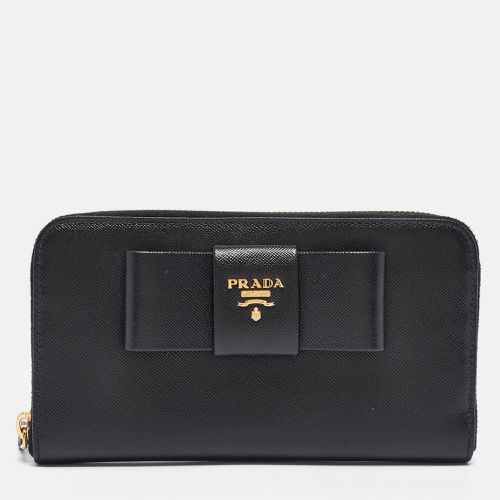 Saffiano Metal Leather Bow Continental Wallet - Prada - Modalova