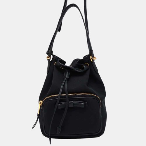 Canvas Leather Drawstring Bag Bucket Bag - Prada - Modalova