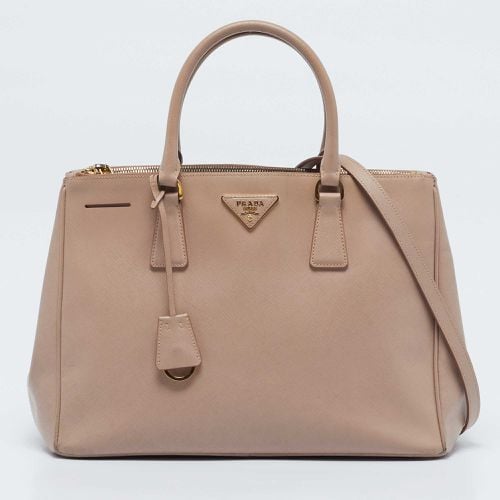 Dusty Saffiano Lux Leather Medium Double Zip Tote - Prada - Modalova