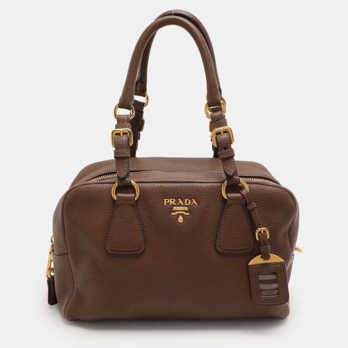 Pebbled Leather Bauletto Satchel - Prada - Modalova