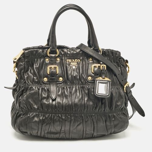 Prada Black Leather Gaufre Tote - Prada - Modalova