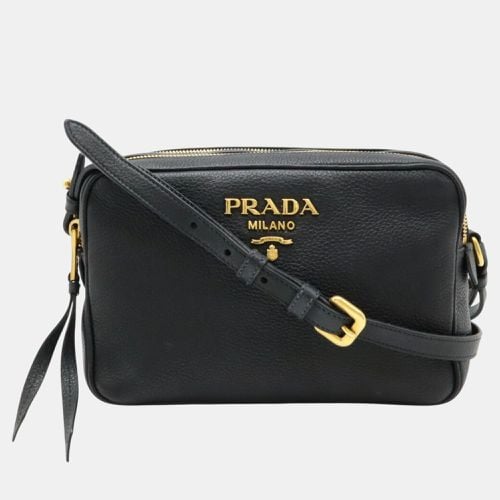 Striped Leather Nero Shoulder Bag - Prada - Modalova