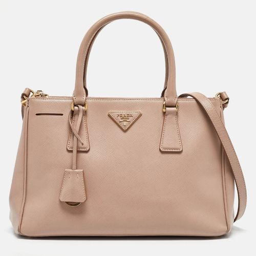 Old Rose Saffiano Leather Small Double Zip Tote - Prada - Modalova