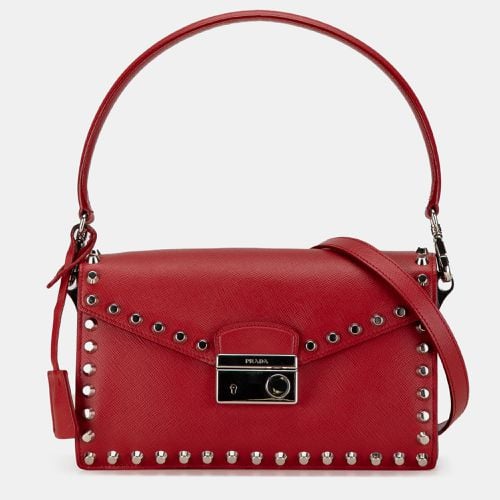 Studded Saffiano Sound Lock Satchel Bag - Prada - Modalova