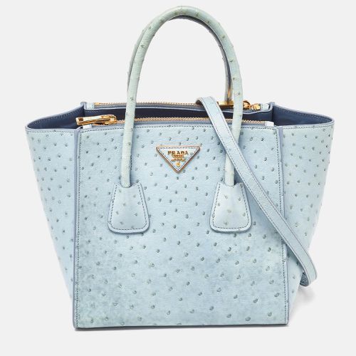 Light Ostrich Leather Struzzo Twin Pocket Tote - Prada - Modalova