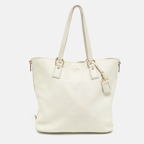 Vitello Daino Leather Side Zip Tote - Prada - Modalova