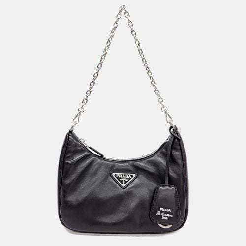 Leather Tessuto Padded Hobo Bag - Prada - Modalova