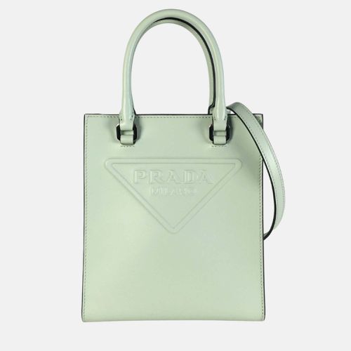 Leather Mini Logo Drill Satchel - Prada - Modalova