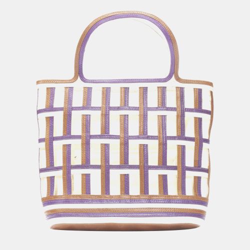 Purple/ Leather Lattice Tote Bag - Prada - Modalova