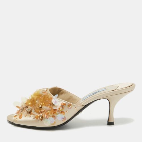 Satin Embellished Slide Sandals Size 38 - Prada - Modalova