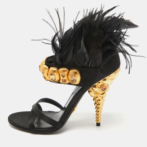 Satin and Feather Ankle Strap Sandals Size 38.5 - Prada - Modalova