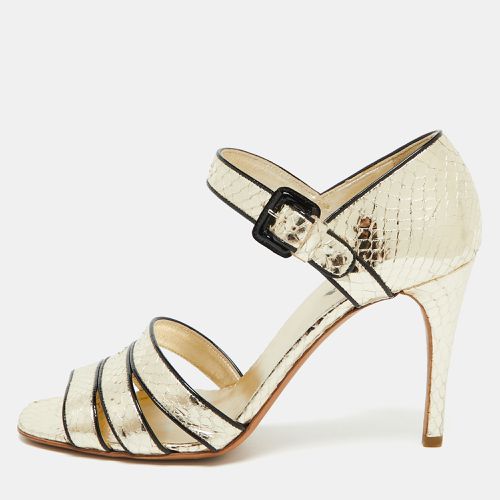 Metallic Snakeskin Ankle Strap Sandals Size 39 - Prada - Modalova