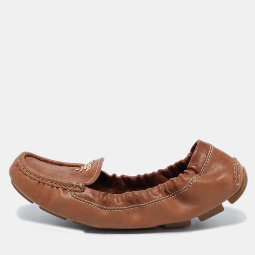 Leather Scrunch Slip On Loafers Size 37 - Prada - Modalova