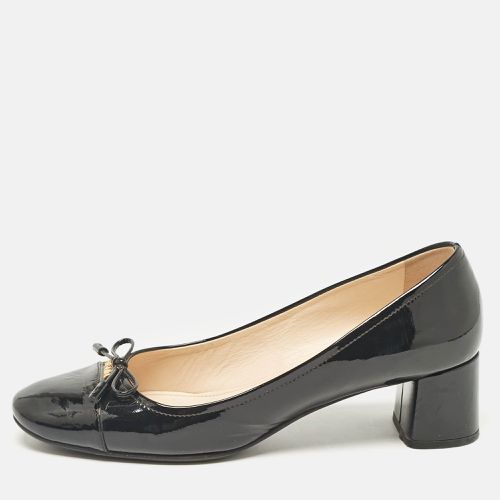 Patent Leather Bow Cap Toe Block Heel Pumps Size 37 - Prada - Modalova