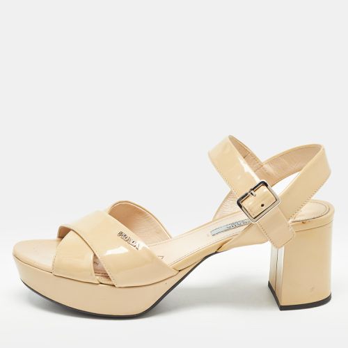 Patent Leather Platform Ankle Strap Sandals Size 38.5 - Prada - Modalova