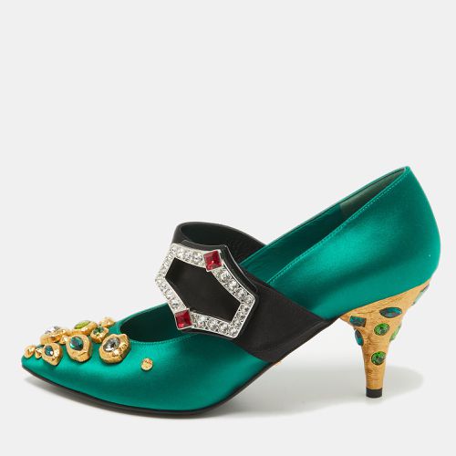 Satin Crystal Embellished Mary Jane Pumps Size 36 - Prada - Modalova