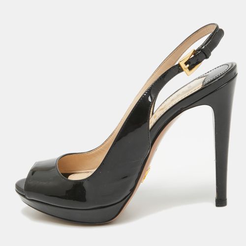 Patent Leather Peep Toe Slingback Pumps Size 36.5 - Prada - Modalova