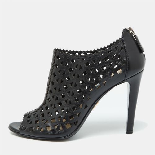 Perforated Leather Peep Toe Booties Size 38 - Prada - Modalova