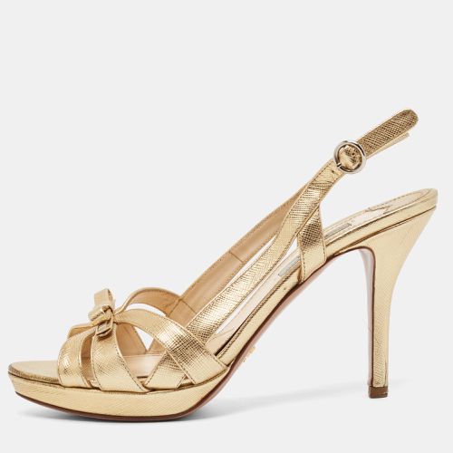 Leather Slingback Sandals Size 38.5 - Prada - Modalova