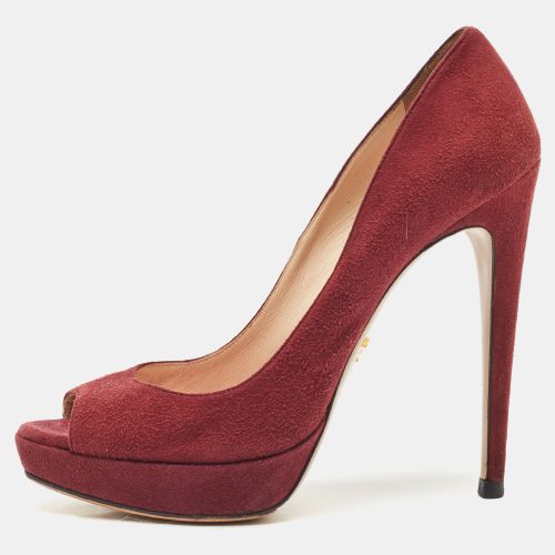 Suede Peep Toe Pumps Size 38 - Prada - Modalova