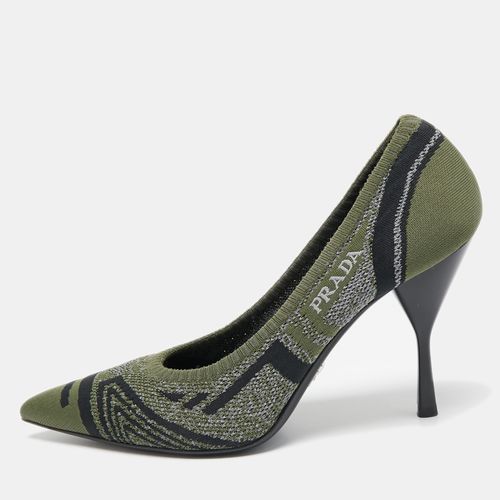 Printed Knit Fabric Pointed Toe Pumps Size 40.5 - Prada - Modalova