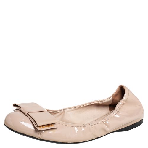 Patent Leather Scrunch Ballet Flats Size 38 - Prada - Modalova