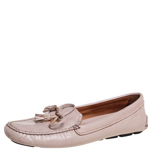 Leather Bow Slip On Loafers Size 38 - Prada - Modalova