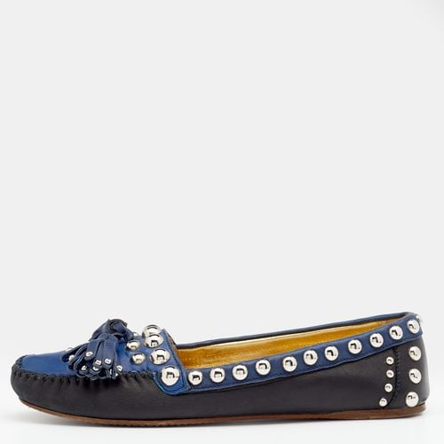 Blue Leather Studded Slip On Loafers Size 36 - Prada - Modalova