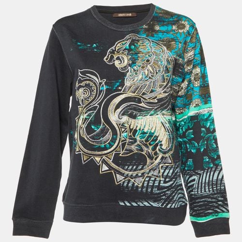 Embroidered & Printed Cotton Sweatshirt M - Roberto Cavalli - Modalova