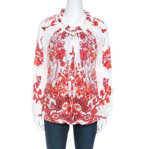 Off Floral Printed Ruched Detail Shirt S - Roberto Cavalli - Modalova