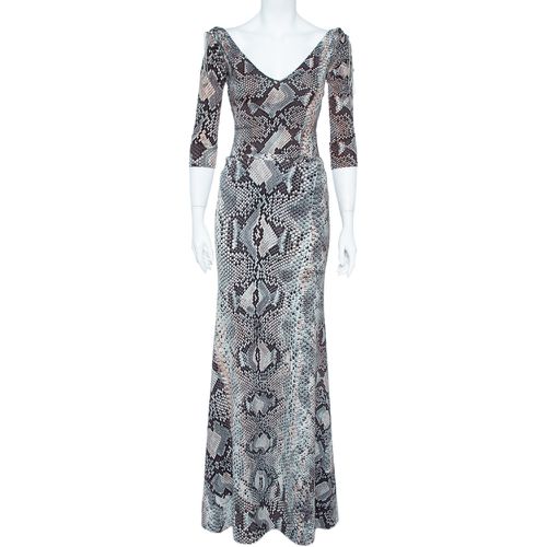 Snake Print Stretch Knit Top and Skirt Set S/M - Roberto Cavalli - Modalova