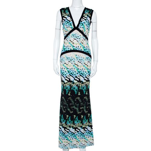 Printed Knit Paneled Sleeveless Maxi Dress M - Roberto Cavalli - Modalova