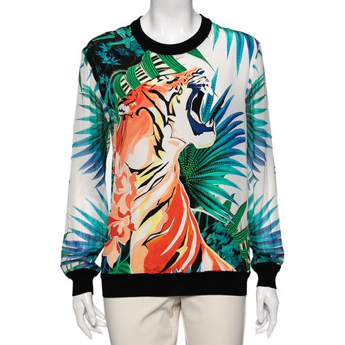 Printed Silk Long Sleeve T-Shirt M - Roberto Cavalli - Modalova