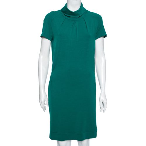 Wool Pleated Front Turtleneck Belted Dress M - Roberto Cavalli - Modalova