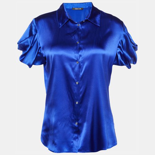 Royal Silk Satin Short Sleeve Shirt M - Roberto Cavalli - Modalova