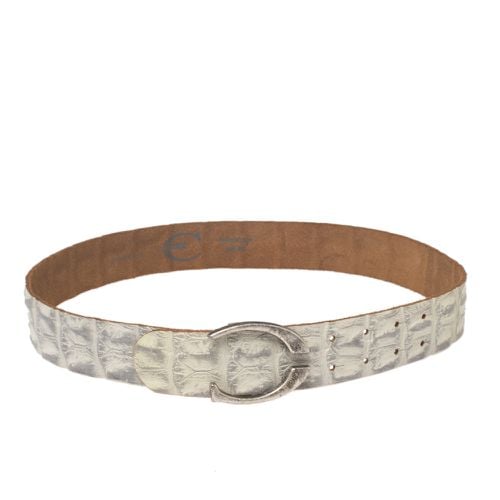 White Croc Embossed Leather Buckle Belt 85CM - Roberto Cavalli - Modalova