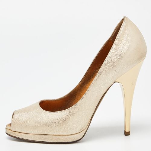 Metallic Leather Peep Toe Pumps Size 37 - Roberto Cavalli - Modalova