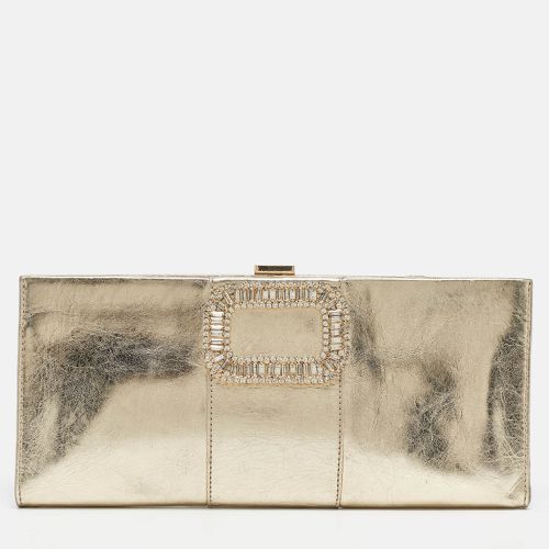 Leather Crystals Embellished Pilgrim Clutch - Roger Vivier - Modalova