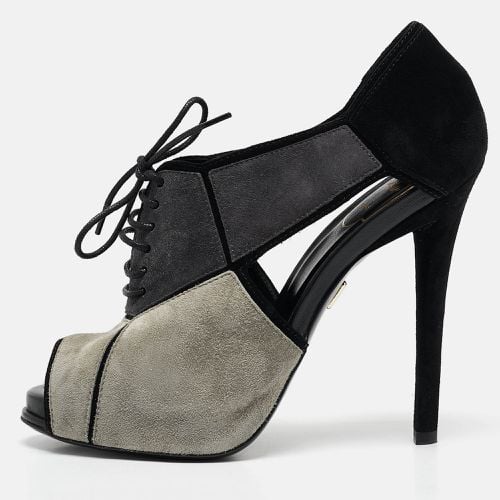 Suede Cutout Lace Up Booties Size 37 - Roger Vivier - Modalova