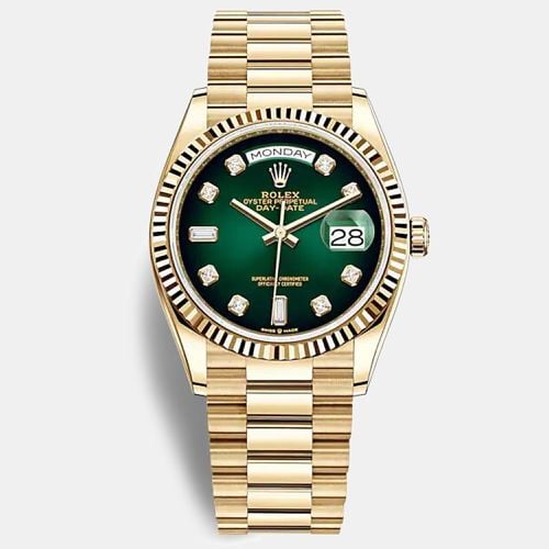 Day-Date Dial, Baguette Markers 18k Yellow Gold 36 mm - Rolex - Modalova