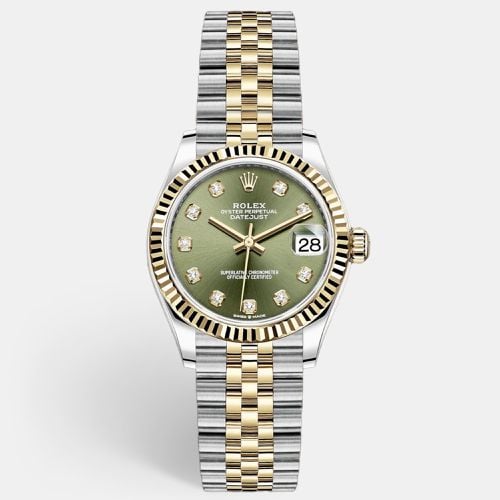 Olive Dial Diamond Markers Lady Datejust 18k Yellow Gold TT 31 mm - Rolex - Modalova