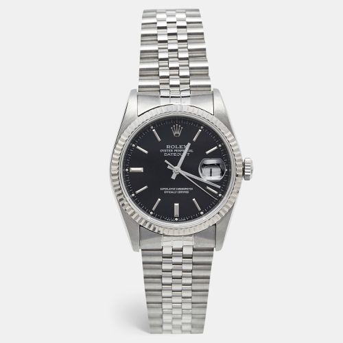 Black 18K White Gold & Stainless Steel Datejust 16234 Men's Wristwatch 36 mm - Rolex - Modalova