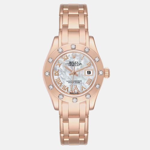 Pearlmaster Mother of Pearl Dial Rose Gold Diamond Ladies Watch 80315 29 mm - Rolex - Modalova