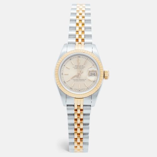 Champagne 18k Yellow Stainless Steel Datejust 69173 Women's Wristwatch 26 mm - Rolex - Modalova