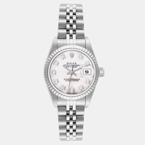 Datejust Steel Gold Mother of Pearl Diamond Dial Ladies Watch 26.0 mm - Rolex - Modalova