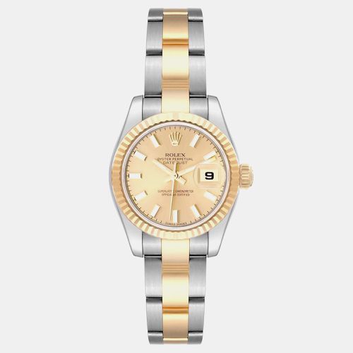 Datejust Steel Yellow Champagne Dial Ladies Watch 26.0 mm - Rolex - Modalova