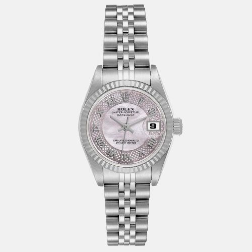 Datejust Steel White Gold Decorated Mother of Pearl Dial Ladies Watch 26.0 mm - Rolex - Modalova