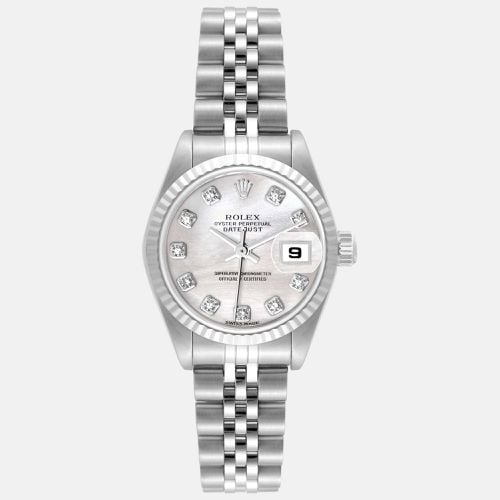 Datejust Steel White Gold Mother of Pearl Diamond Ladies Watch 26.0 mm - Rolex - Modalova